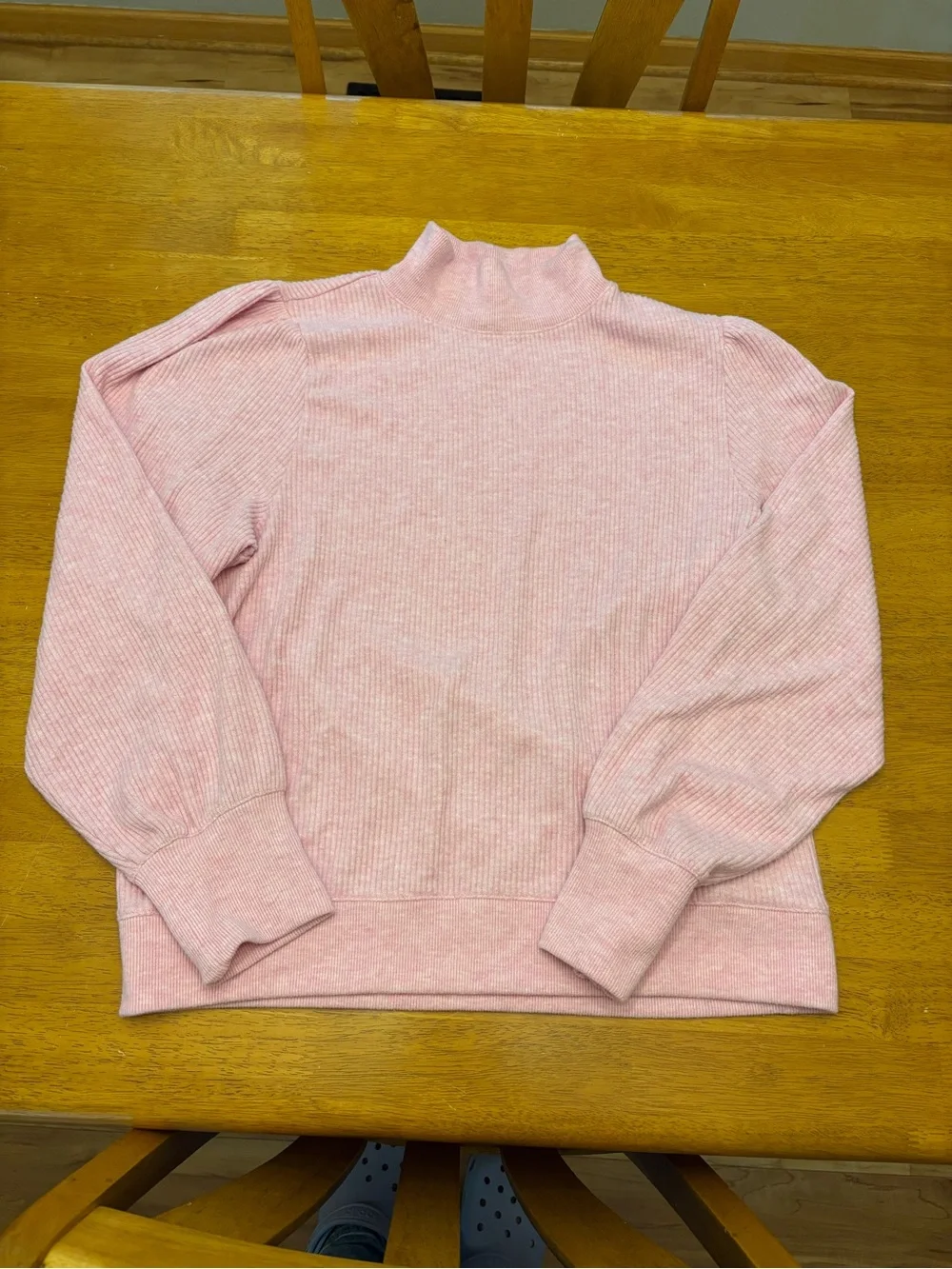 J. Crew Soft Pink Ribbed Mock Neck Sweater